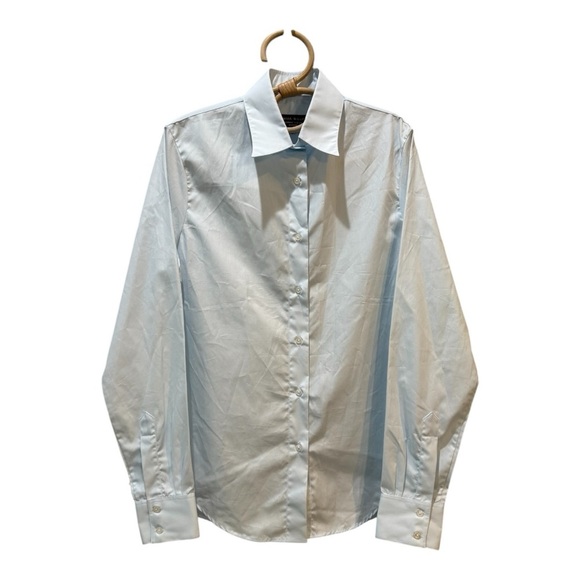 Emma Willis Slim fit Tailored Ice Blue Boyfriend Button Front Cotton Shirt L - Picture 13 of 14
